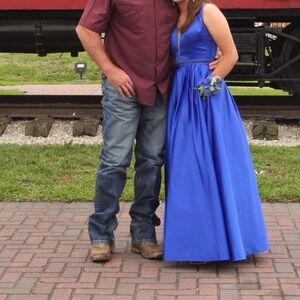 Sherri Hill Style 50496. Royal Blue Satin Dress